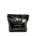 CHANEL SMALL 22 BAG SHINY CALFSKIN BLACK GHW(MICROCHIP)