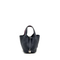 HERMES PICOTIN 18 LOCK BAG CLEMENCE BLUE NUIT / ROSE POURPRE SHW