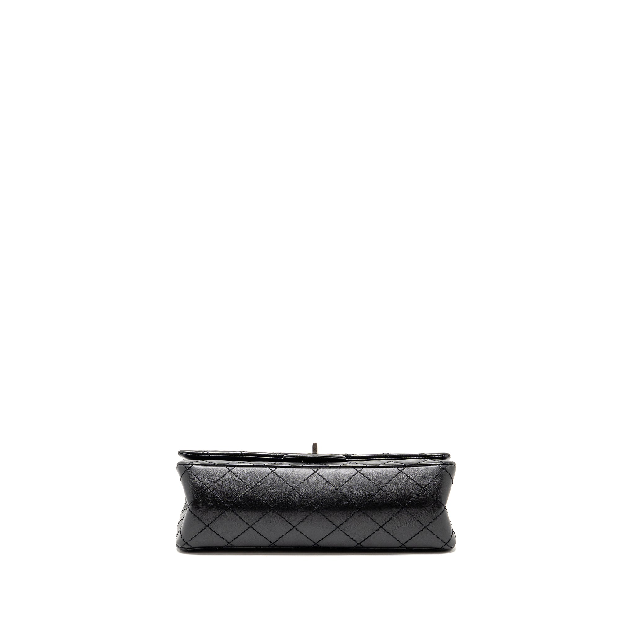 CHANEL SMALL 2.55 REISSUE FLAP BAG AGED CALFSKIN BLACK RUTHENIUM SILVER HARDWARE
