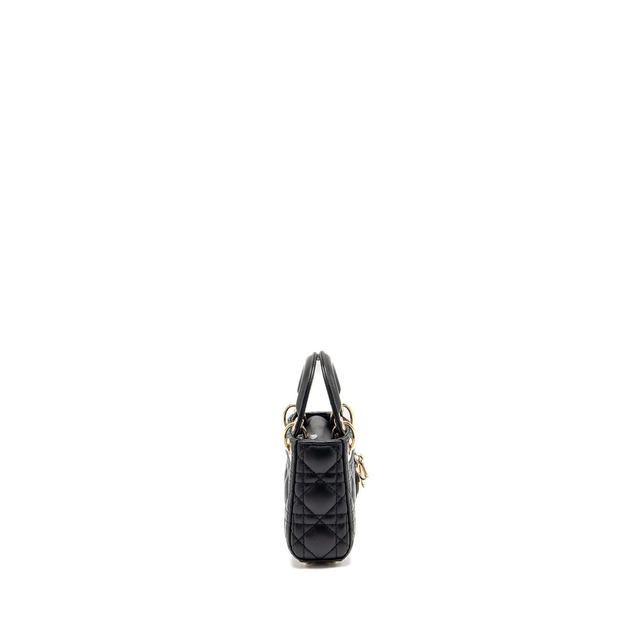 DIOR MICRO LADY DIOR LAMBSKIN BLACK LGHW