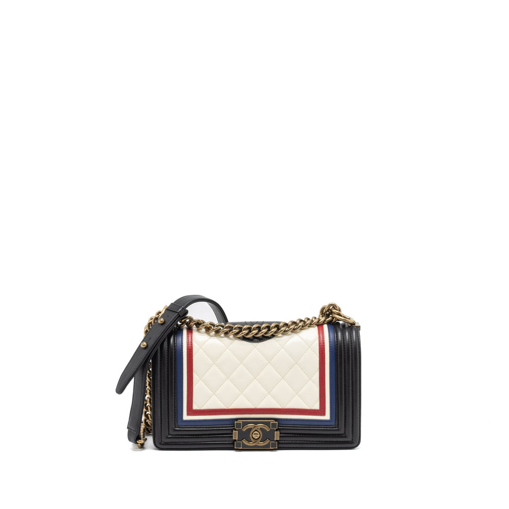 CHANEL MEDIUM BOY BAG LAMBSKIN MULTICOLOUR RUTHENIUM MULTICOLOUR HARDWARE