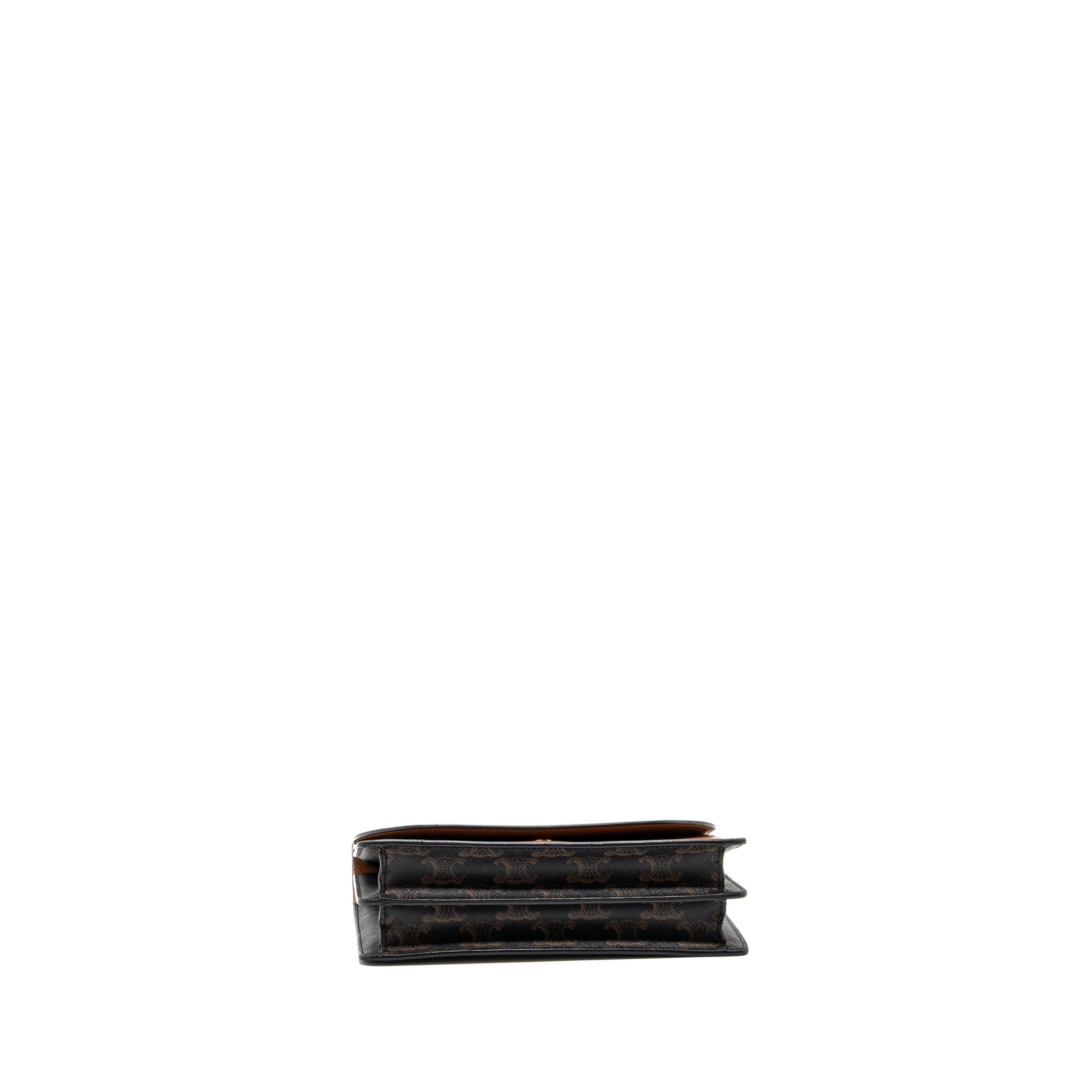 CELINE WALLET ON STRAP TRIOMPHE CANVAS / LAMBSKIN TAN GHW