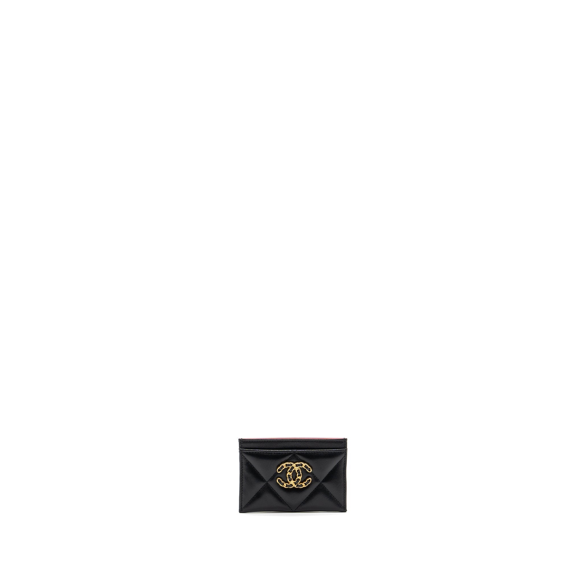 CHANEL 19 CARDHOLDER LAMBSKIN BLACK GHW