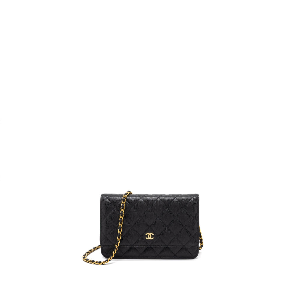 CHANEL CLASSIC WALLET ON CHAIN CAVIAR BLACK GHW (MICROCHIP)