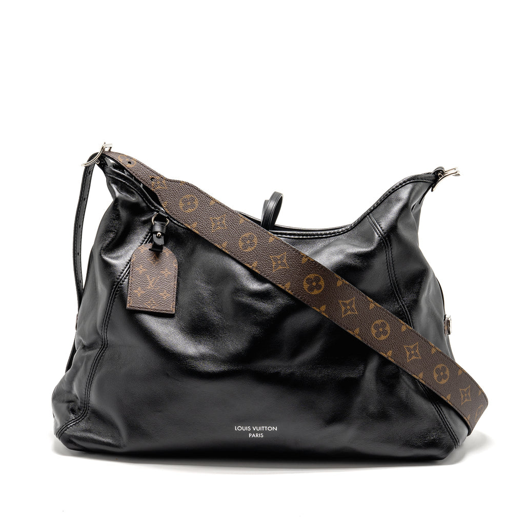 LOUIS VUITTON CARRYALL VIBE MM LAMBSKIN/MONOGRAM CANVAS BLACK SHW