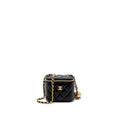 CHANEL PEARL CRUSH MINI VANITY WITH CHAIN LAMBSKIN BLACK BRUSHED GHW (MICROCHIP)