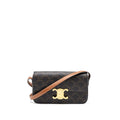 CELINE TRIOMPHE SHOULDER BAG CALFSKIN/TRIOMPHE CANVAS BROWN/MULTICOLOUR GHW