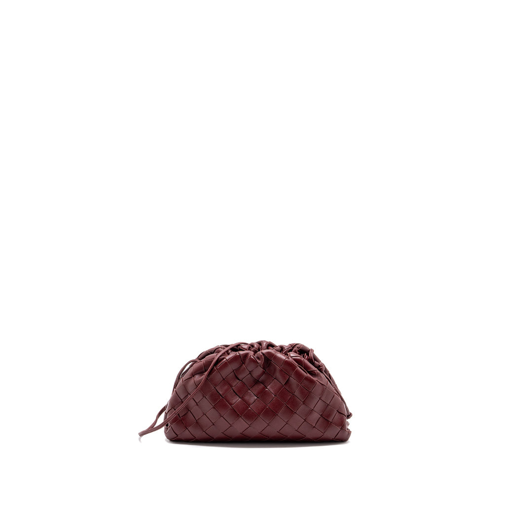 BOTTEGA VENETA MINI POUCH LAMBSKIN DARK RED GHW