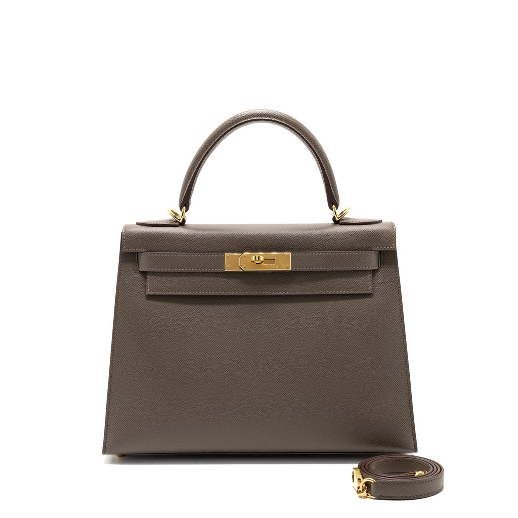 HERMES KELLY28 SELLIER EPSOM GRIS ETAIN GHW