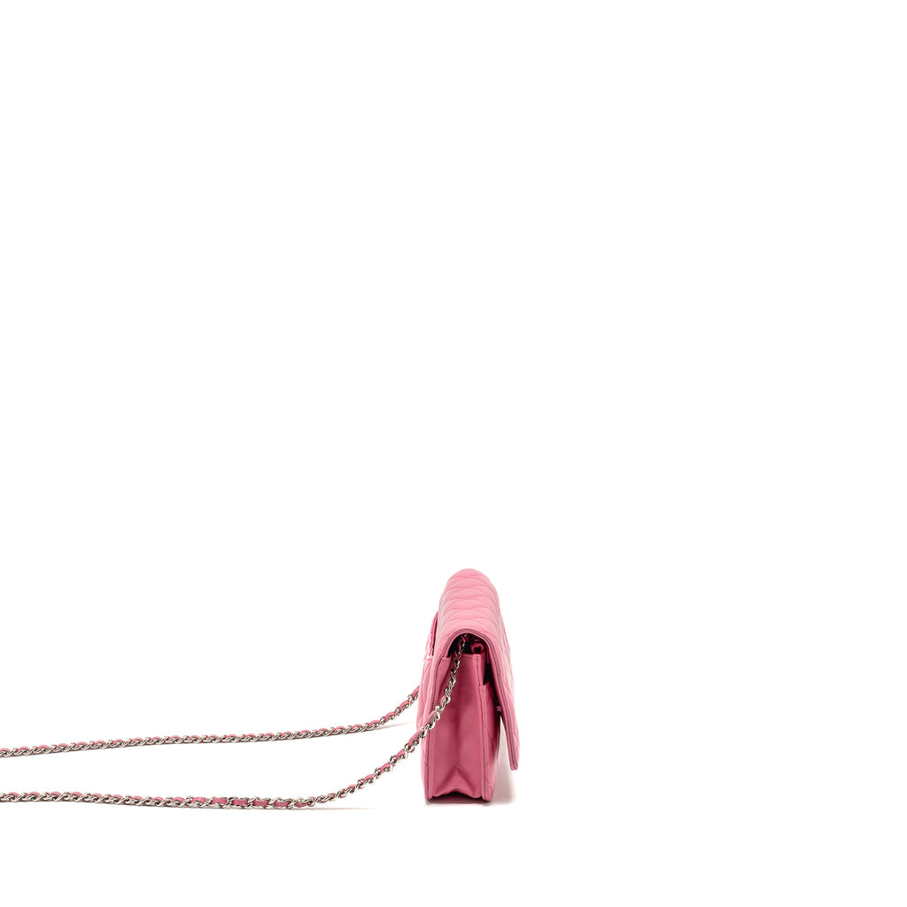 CHANEL CLASSIC WALLET ON CHAIN LAMBSKIN PINK SHW
