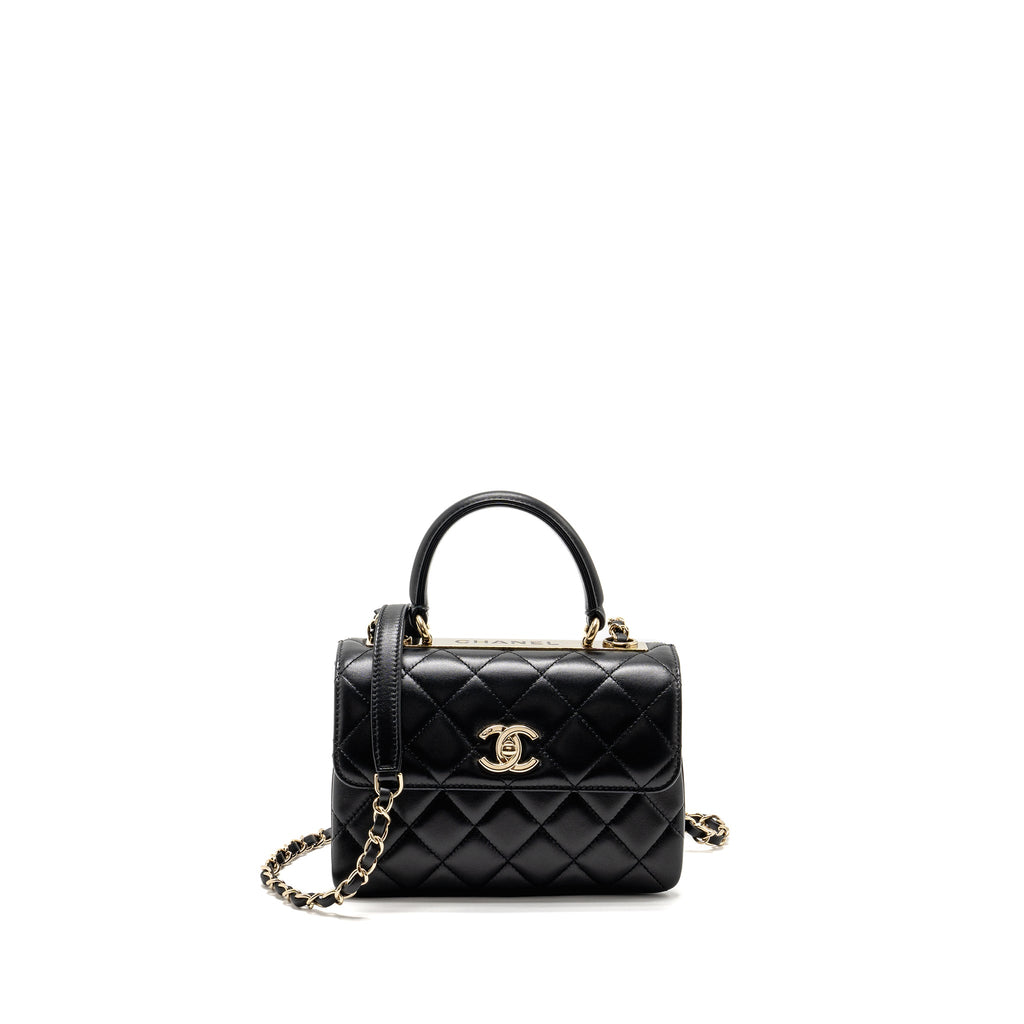 CHANEL 24S MINI TRENDY CC LAMBSKIN BLACK LGHW(MICROCHIP)
