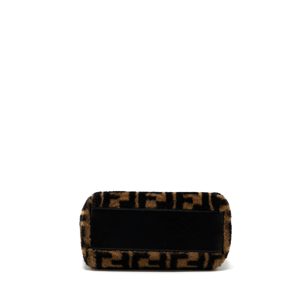 FENDI MINI PEEKABOO SHEARLING BROWN/ BLACK GHW
