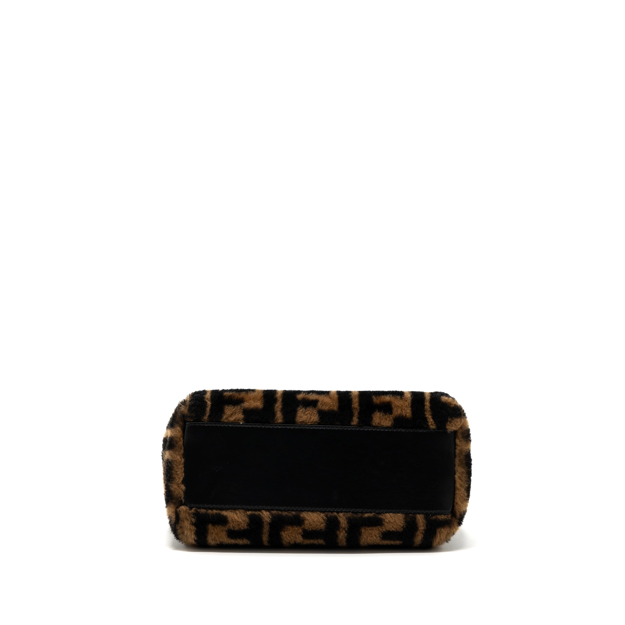 FENDI MINI PEEKABOO SHEARLING BROWN/ BLACK GHW