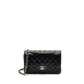 CHANEL SMALL CLASSIC DOUBLE FLAP BAG LAMBSKIN BLACK RGHW(MICROCHIP)