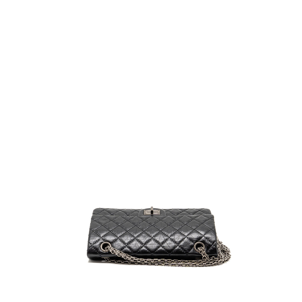 CHANEL SMALL 2.55 REISSUE FLAP BAG AGED CALFSKIN BLACK RUTHENIUM SILVER HARDWARE