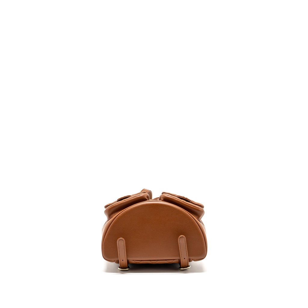 CHANEL 23A TRIPLE PACK BACKPACK CALFSKIN CARAMEL LGHW (MICROCHIP)