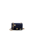 CHANEL MINI RECTANGULAR FLAP BAG FABRIC / LAMBSKIN NAVY GHW