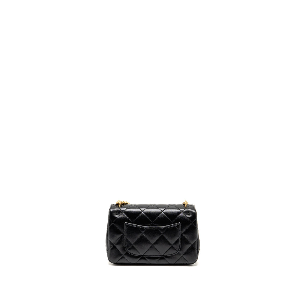 CHANEL 25C COCO LOVE ADJUSTABLE CHAIN SHINY LAMBSKIN BLACK GHW (MICROCHIP)