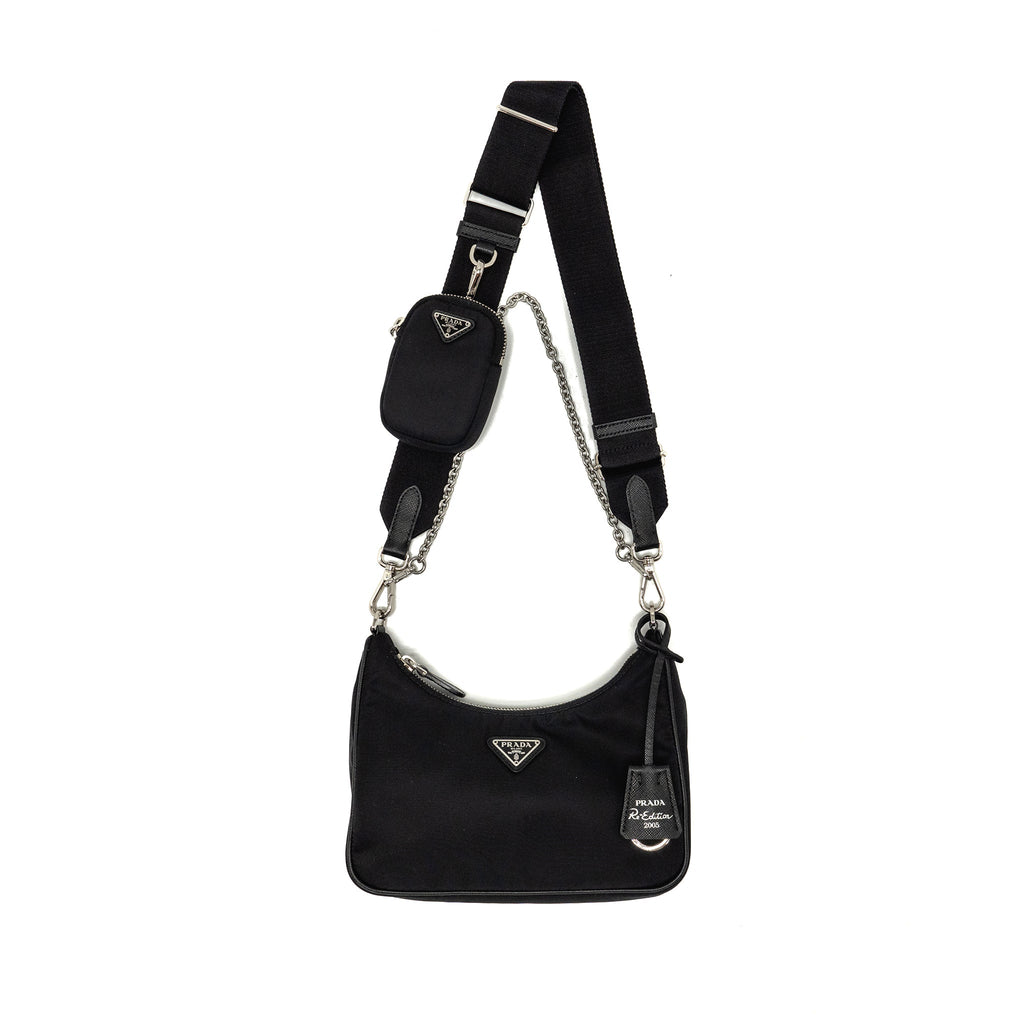 PRADA RE-EDITION 2005 SAFFIANO RE-NYLON BAG BLACK SHW