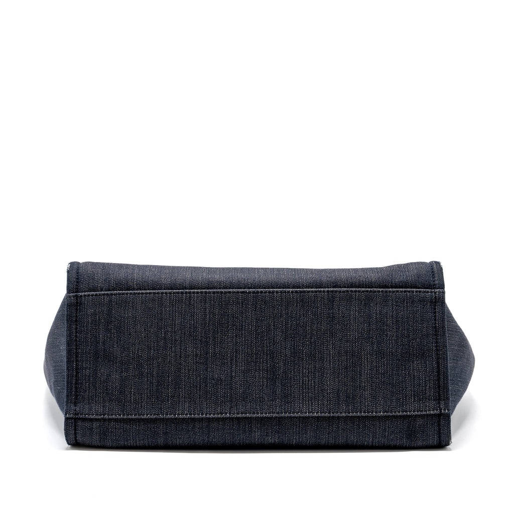 CHANEL DEAUVILLE TOTE BAG CANVAS BLUE DENIM SHW