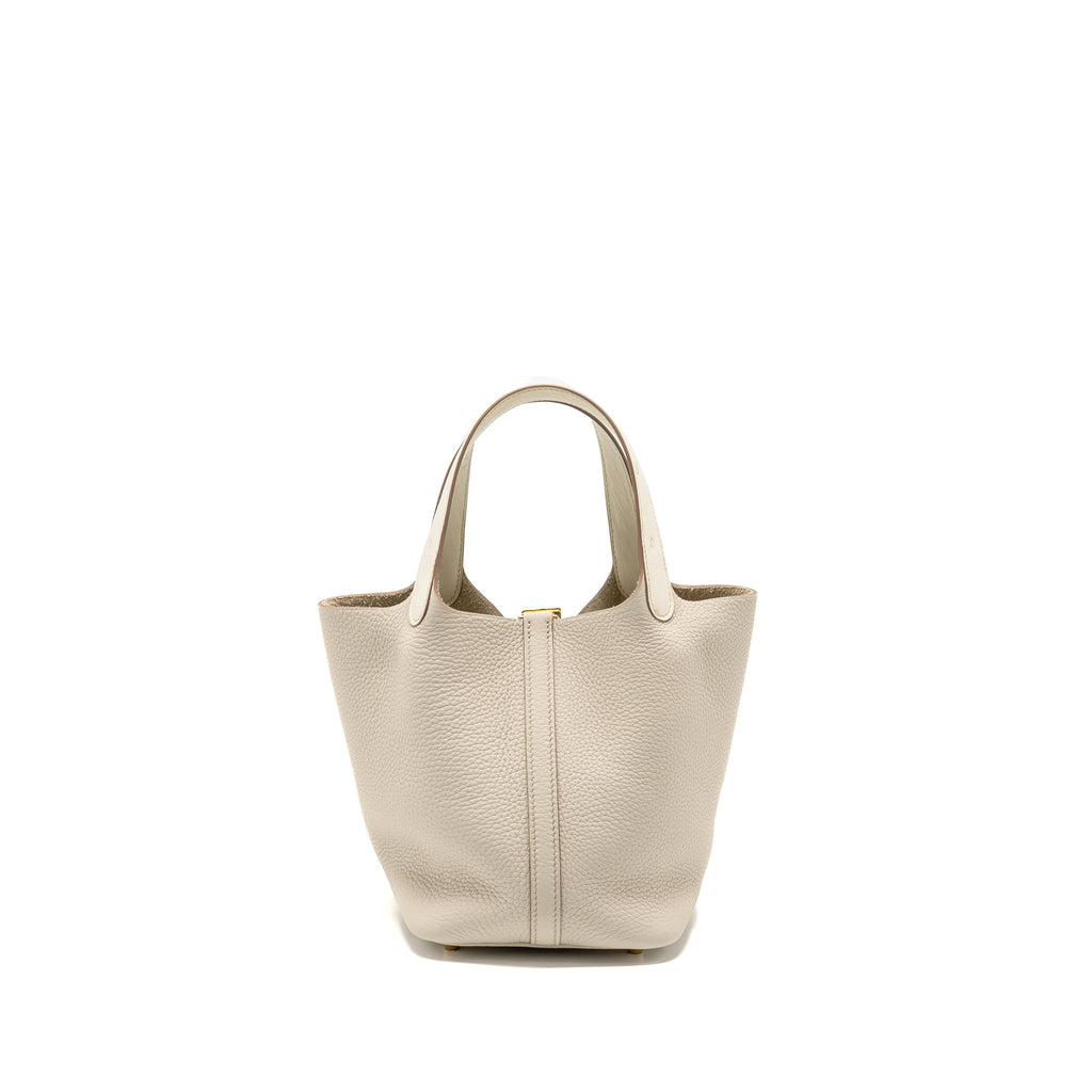 HERMES PICOTIN 18 LOCK BAG OSTRICH TOUCH/CLEMENCE BETON GHW