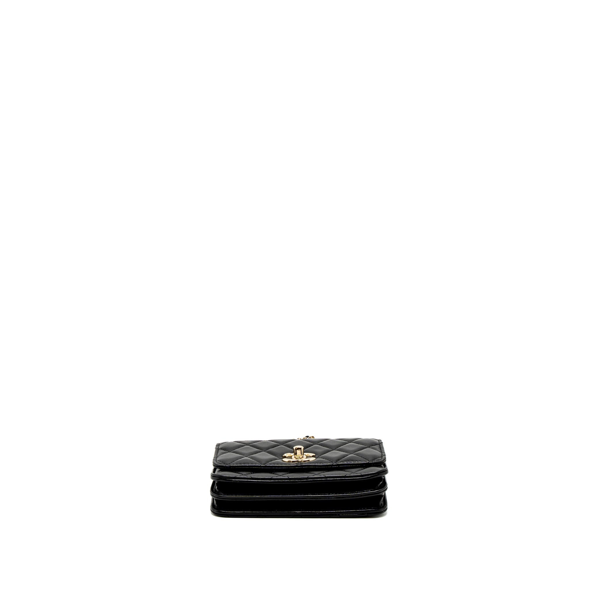 CHANEL MINI TRENDY CC WALLET ON CHAIN LAMBSKIN BLACK LGHW (MICROCHIP)