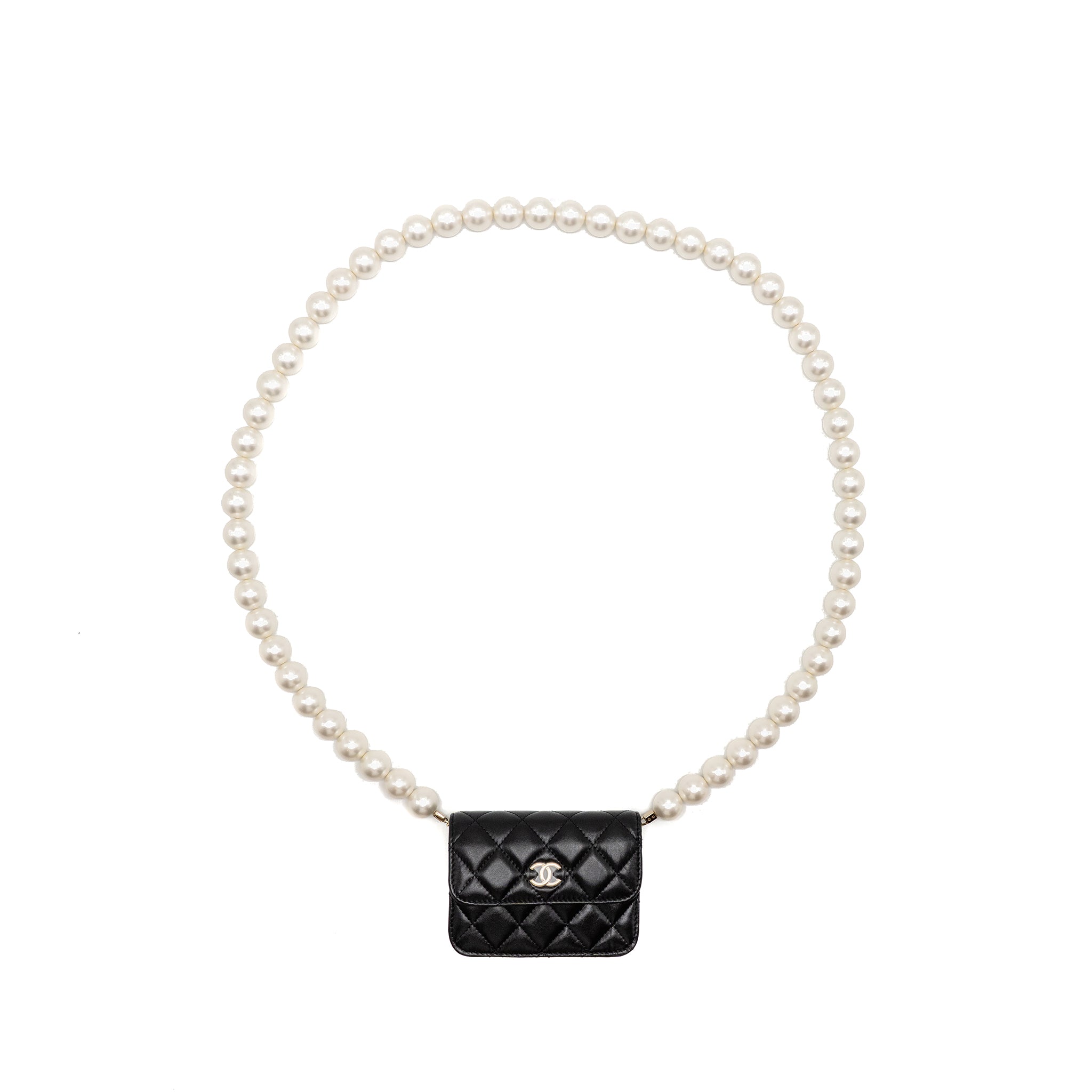 CHANEL MAXI PEARL CLUTCH WITH CHAIN LAMBSKIN BLACK LGHW