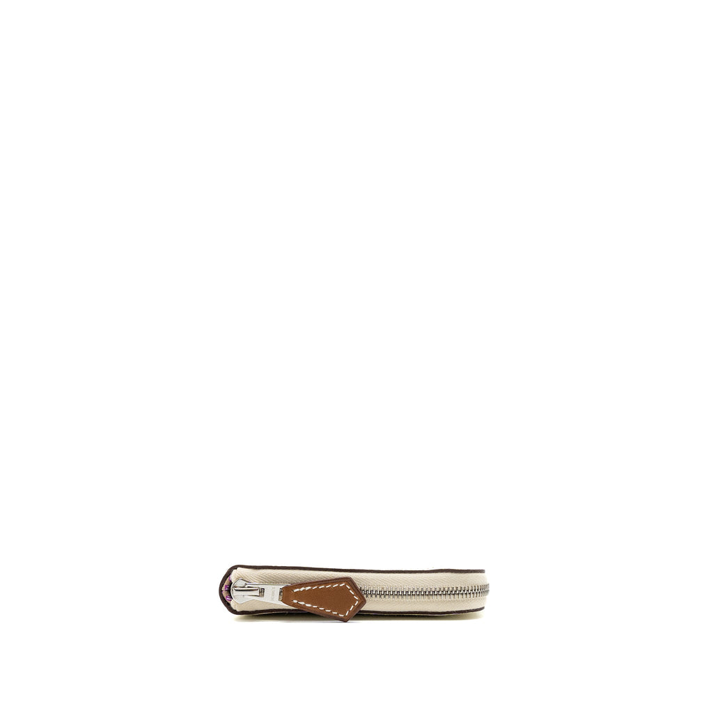 HERMES SILK IN COMPACT WALLET EPSOM NATA/CHAI/ROSE POURPRE SHW