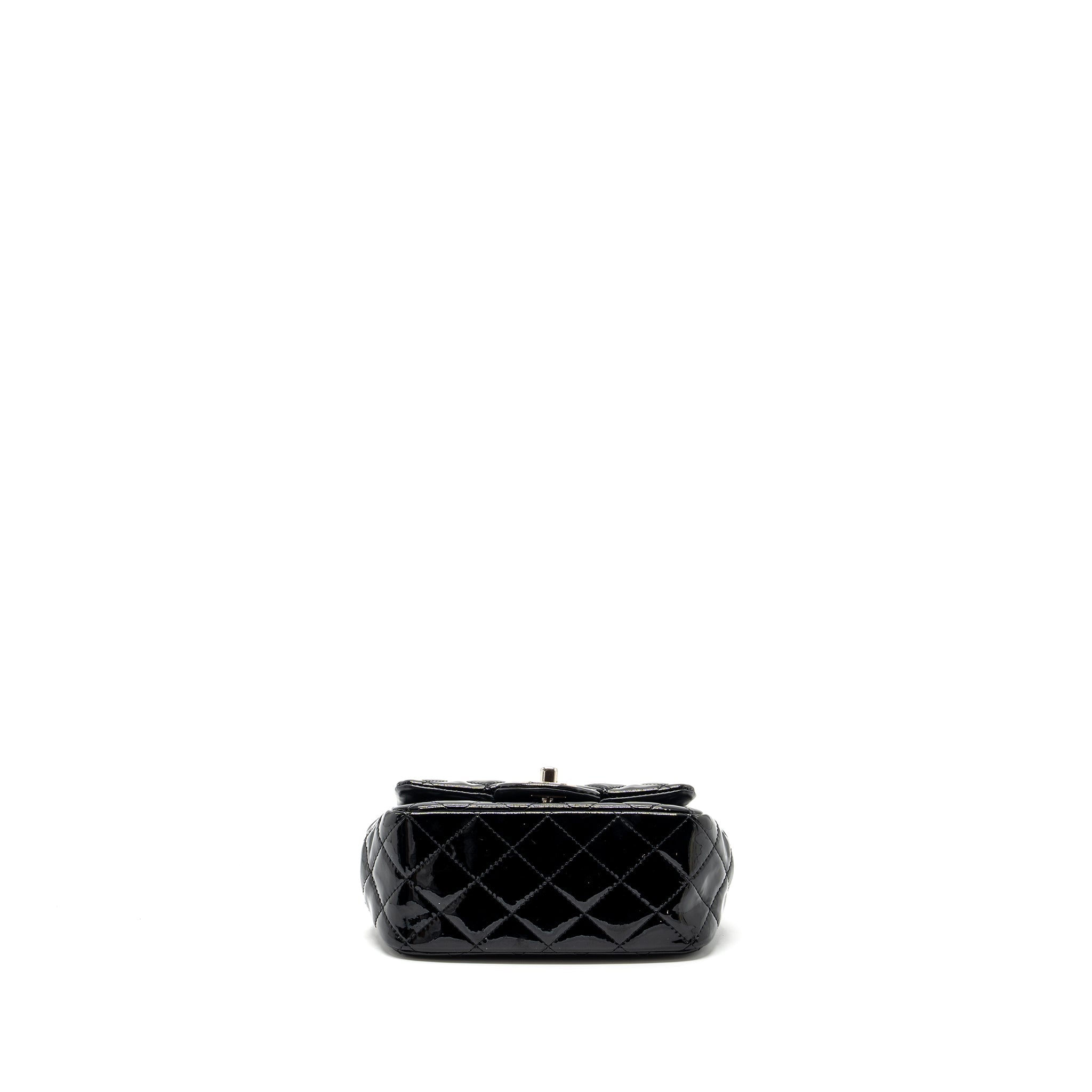 CHANEL CLASSIC MINI SQUARE FLAP BAG PATENT BLACK SHW