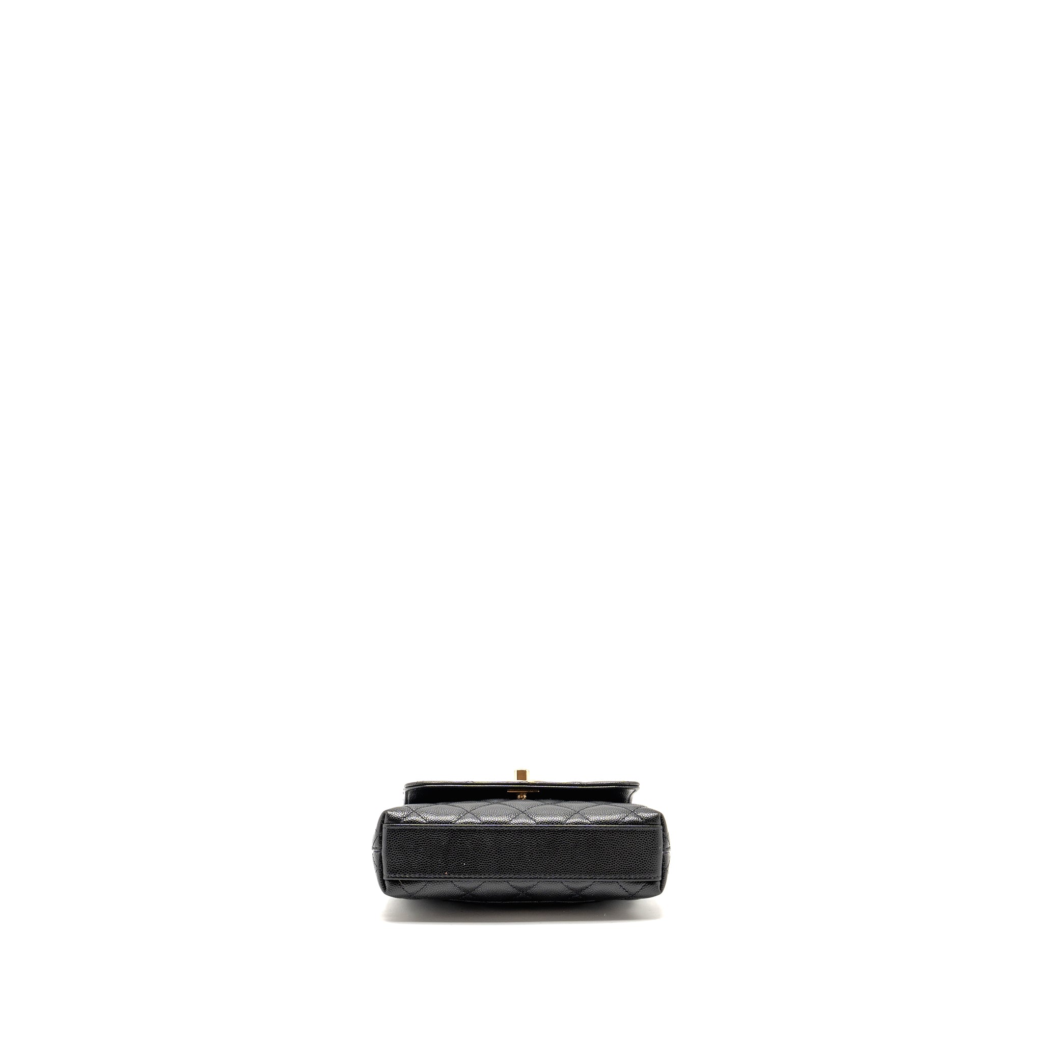 CHANEL COCO HANDLE CLUTCH WITH CHAIN CAVIAR BLACK LGHW (MICROCHIP)