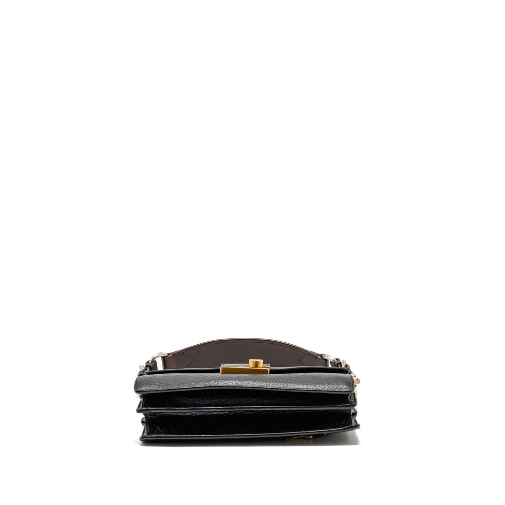 PRADA BERLINO SOUND BAG TWEED/CALFSKIN BLACK/BROWN/GREEN MULTICOLOUR HARDWARE