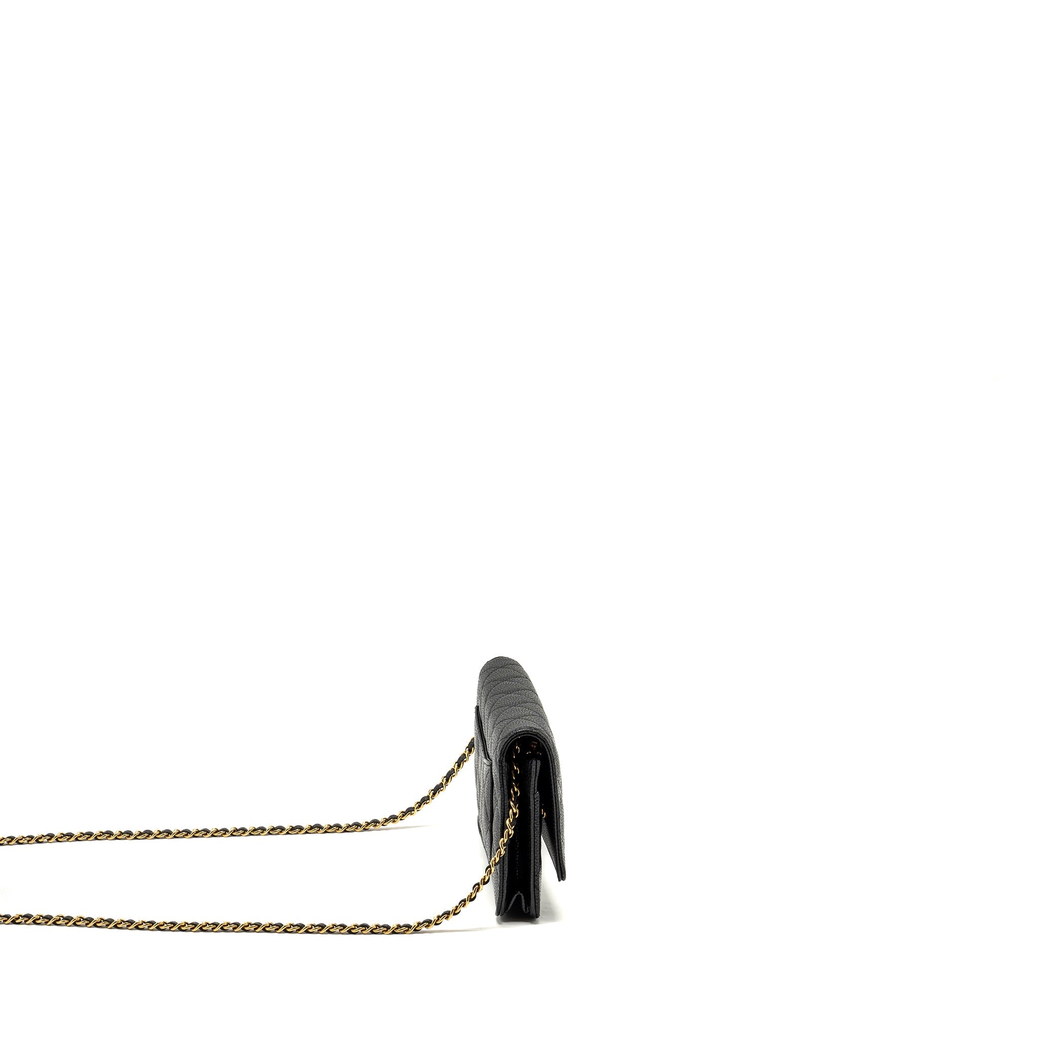 CHANEL CLASSIC WALLET ON CHAIN CAVIAR BLACK GHW (MICROCHIP)