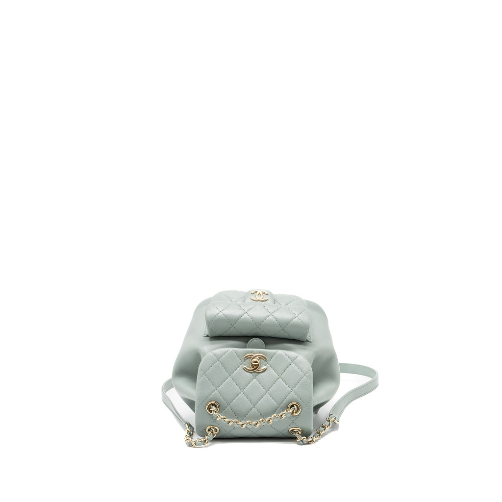 CHANEL 23C MINI DUMA BACKPACK CALFSKIN LIGHT GREY LGHW (MICROCHIP)