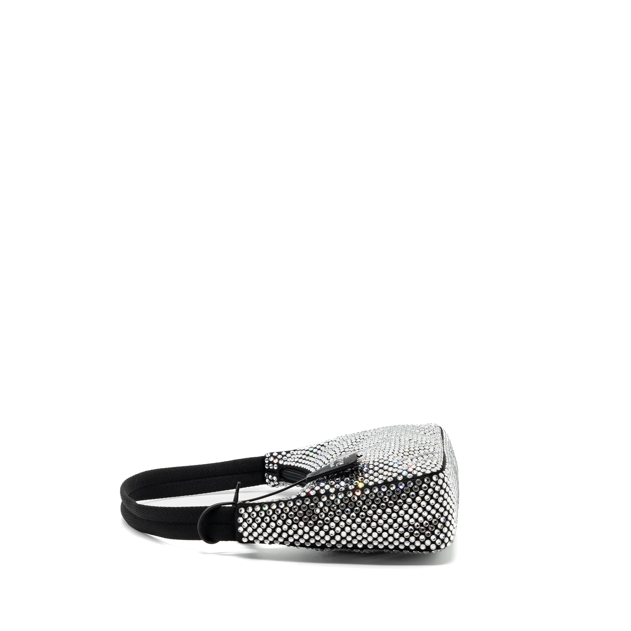 PRADA REEDITION 2000 MINI BAG SATIN WITH CRYSTAL BLACK SHW