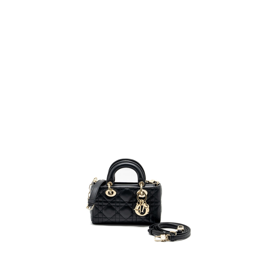 DIOR LADY D-JOY MICRO BAG LAMBSKIN BLACK LGHW