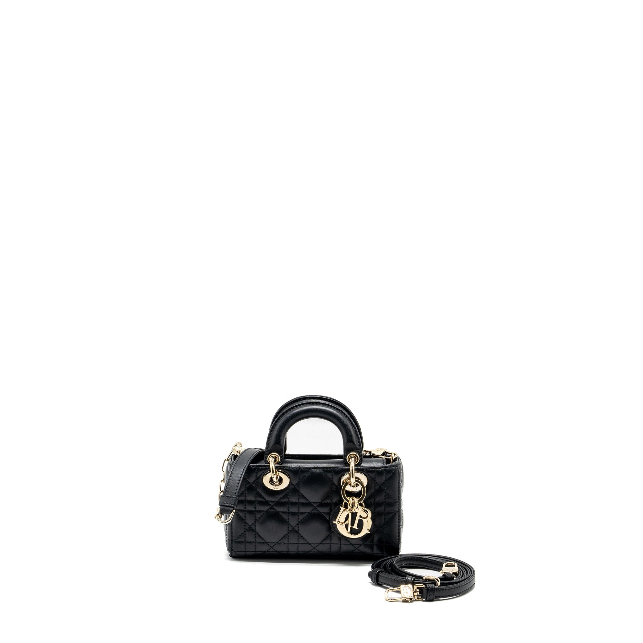 DIOR LADY D-JOY MICRO BAG LAMBSKIN BLACK LGHW