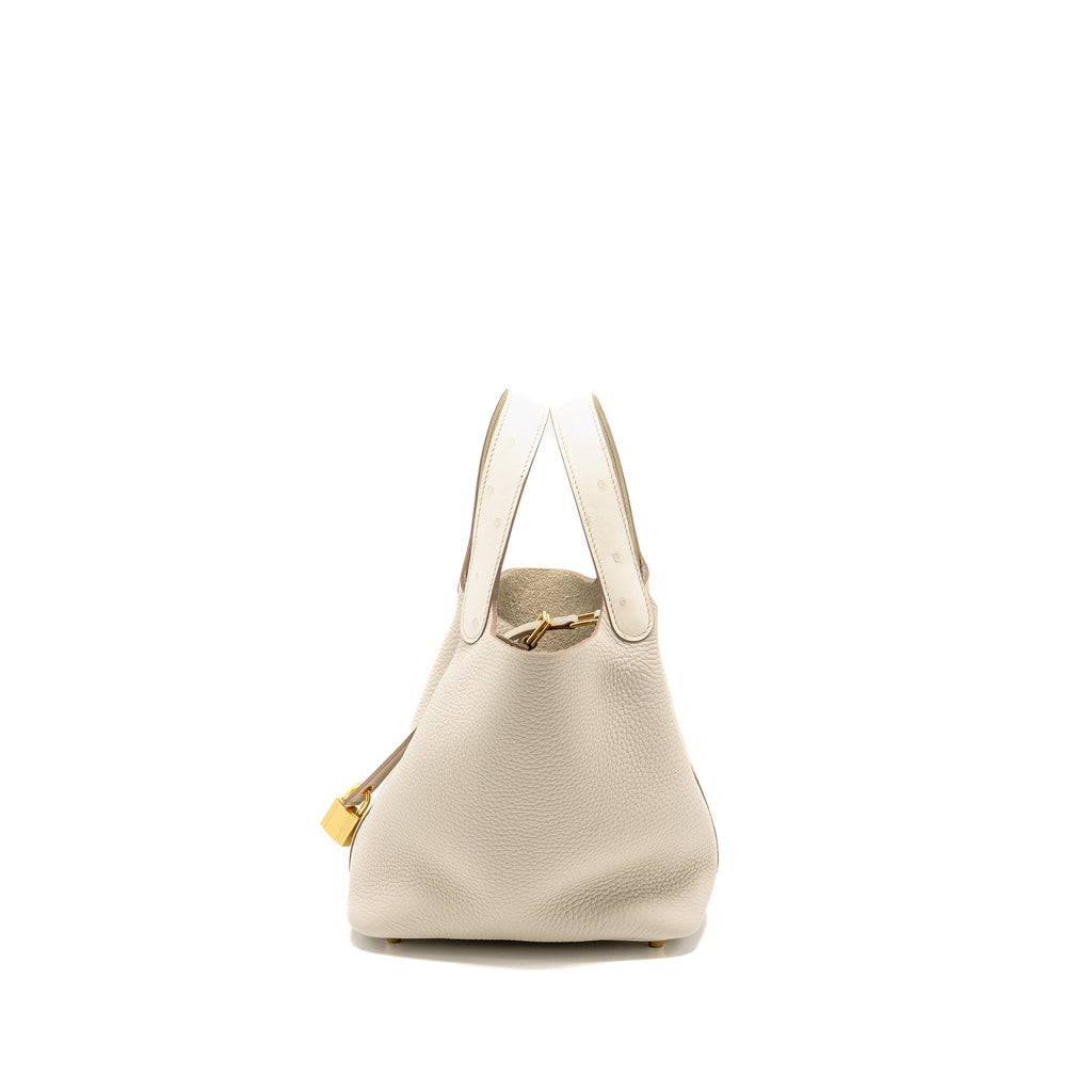 HERMES PICOTIN 18 LOCK BAG OSTRICH TOUCH/CLEMENCE BETON GHW