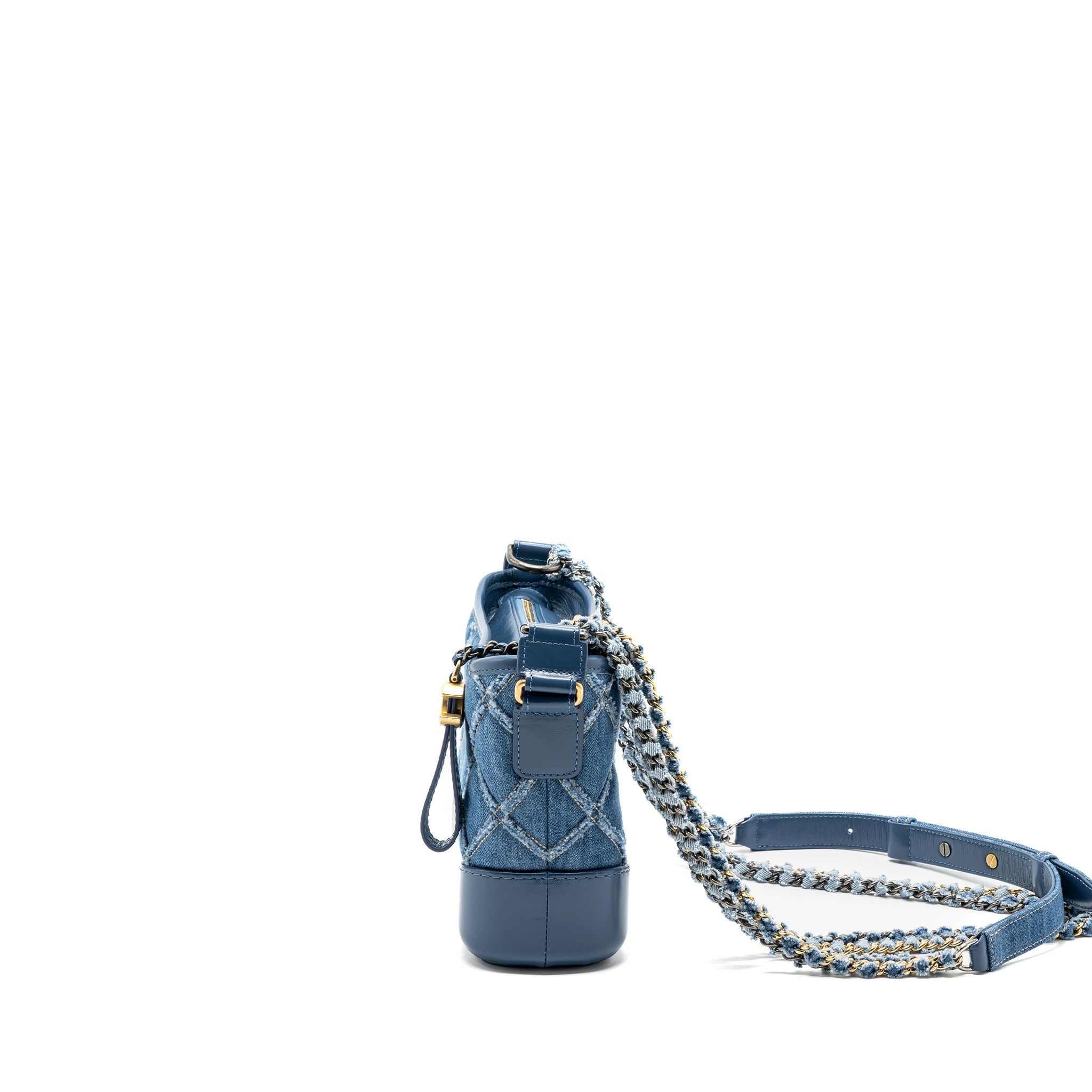 CHANEL SMALL GABRIELLE HOBO BAG BLUE DENIM GHW
