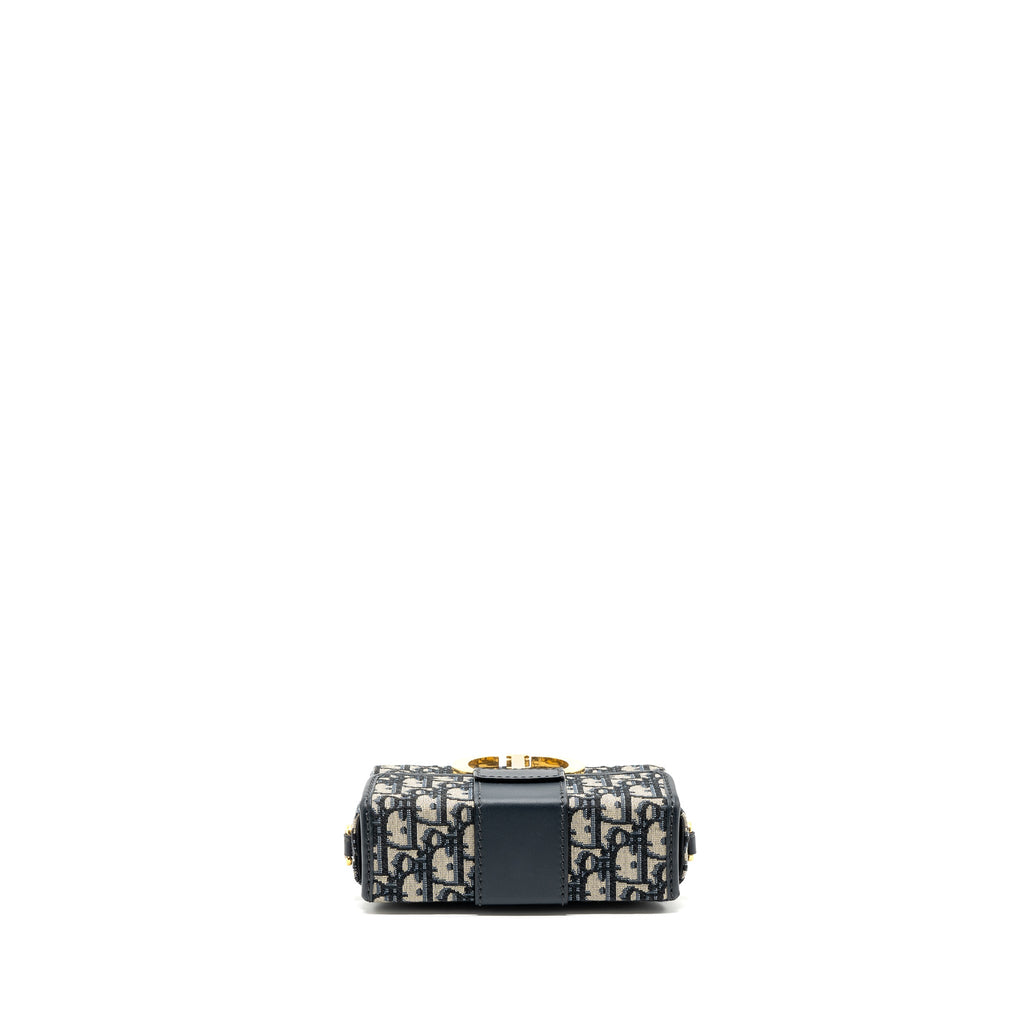 DIOR MINI 30 MONTAIGNE BOX BAG CANVAS / CALFSKIN BLUE OBLIQUE JACQUARD GHW