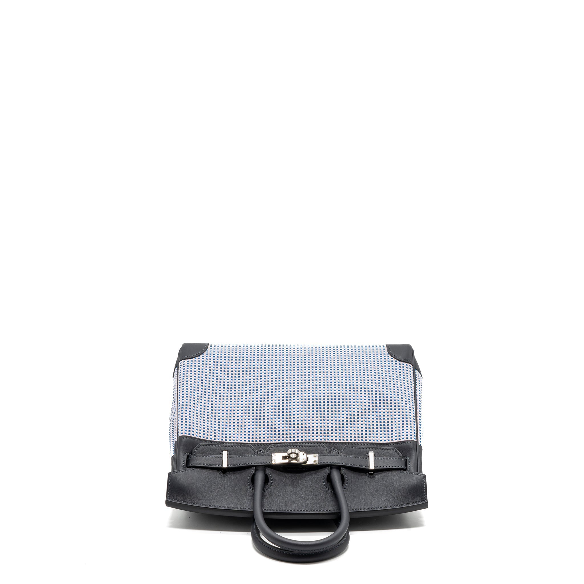 HERMES BIRKIN 25 TOILE QUADRILLE/SWIFT ECRU MAUVE/BLEU BILL/CABAN SHW