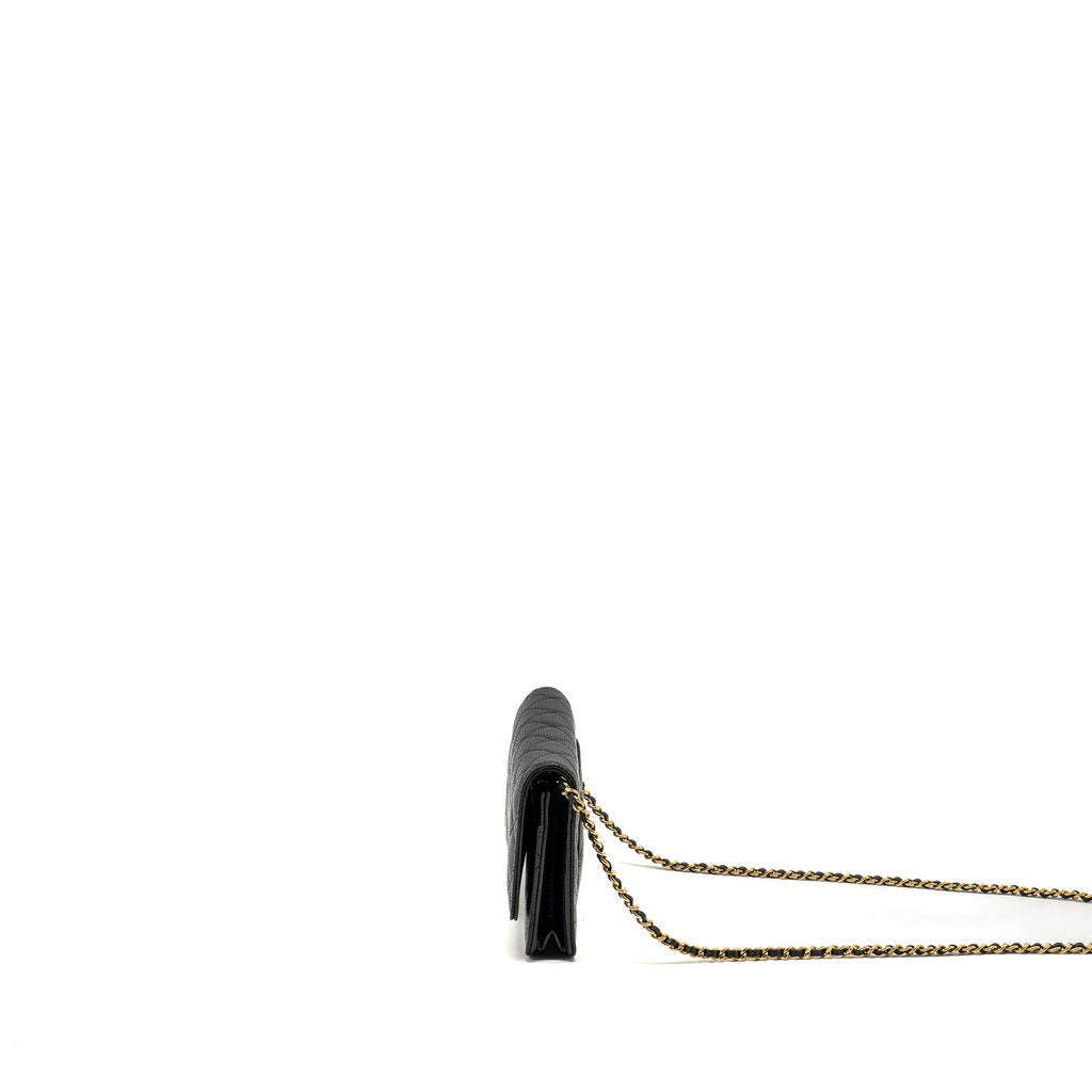 CHANEL CLASSIC WALLET ON CHAIN CAVIAR BLACK GHW (MICROCHIP)