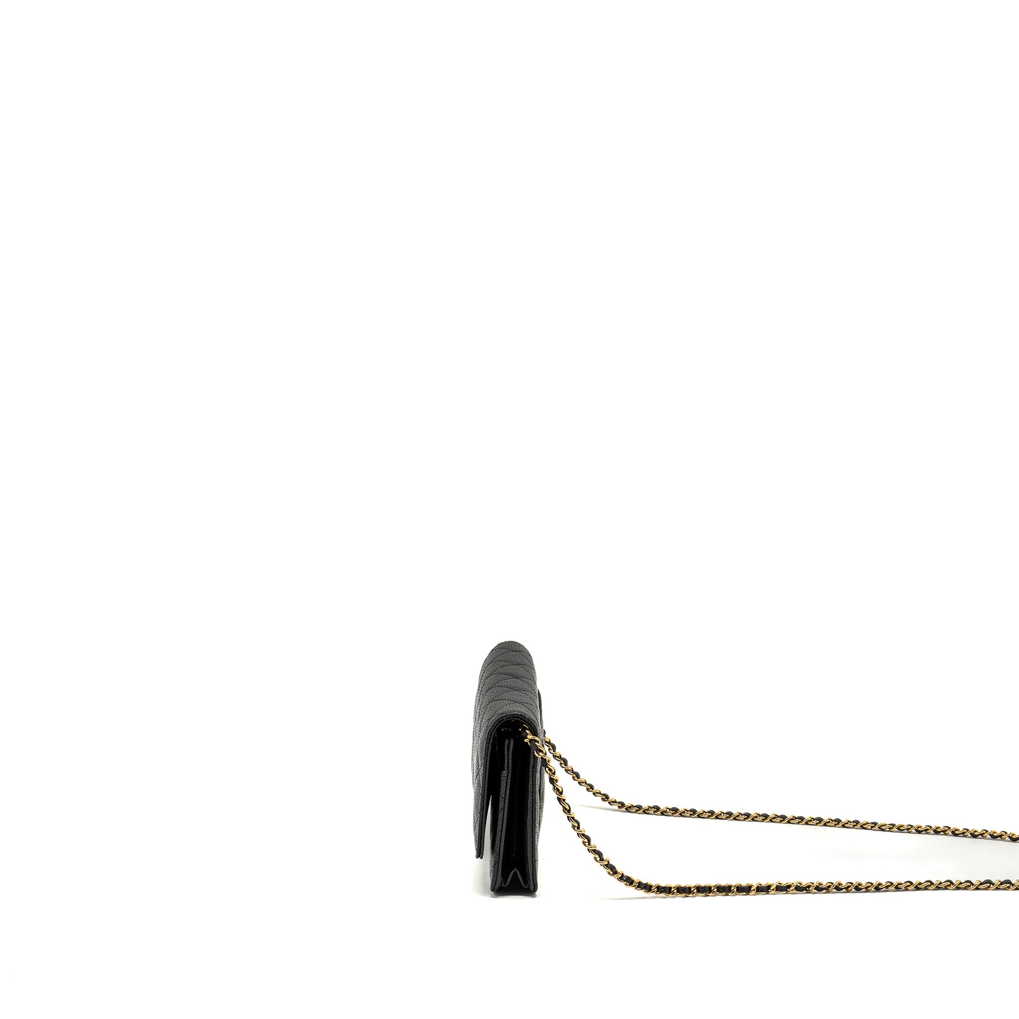 CHANEL CLASSIC WALLET ON CHAIN CAVIAR BLACK GHW (MICROCHIP)