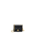 CHANEL CAMELLIA ADJUSTABLE CHAIN MINI SQUARE FLAP BAG LAMBSKIN BLACK GHW (MICROCHIP)