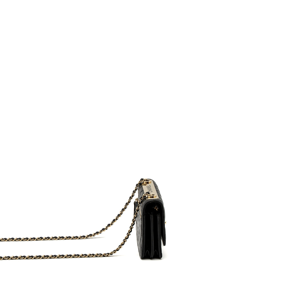 CHANEL MINI TRENDY CC WALLET ON CHAIN LAMBSKIN BLACK LGHW (MICROCHIP)