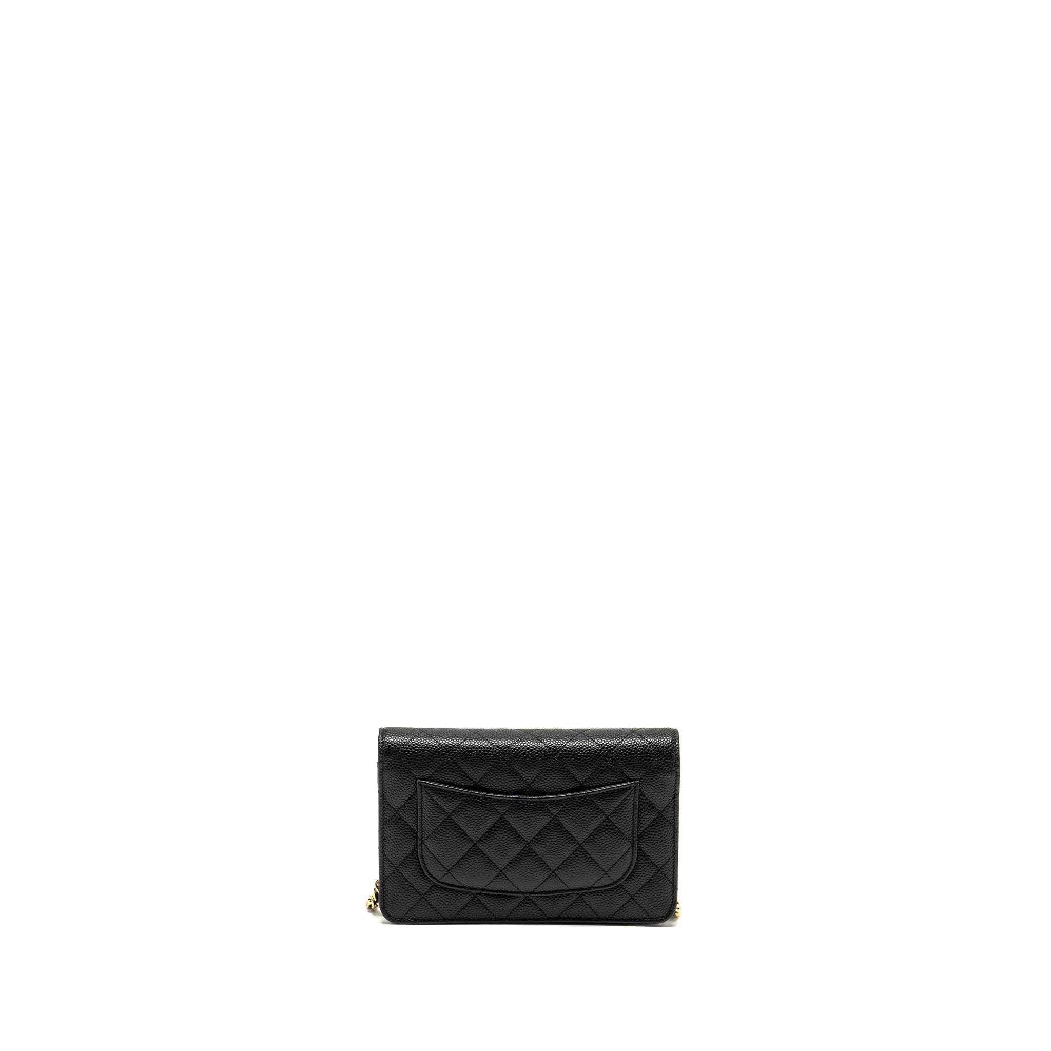 CHANEL CLASSIC WALLET ON CHAIN CAVIAR BLACK GHW (MICROCHIP)