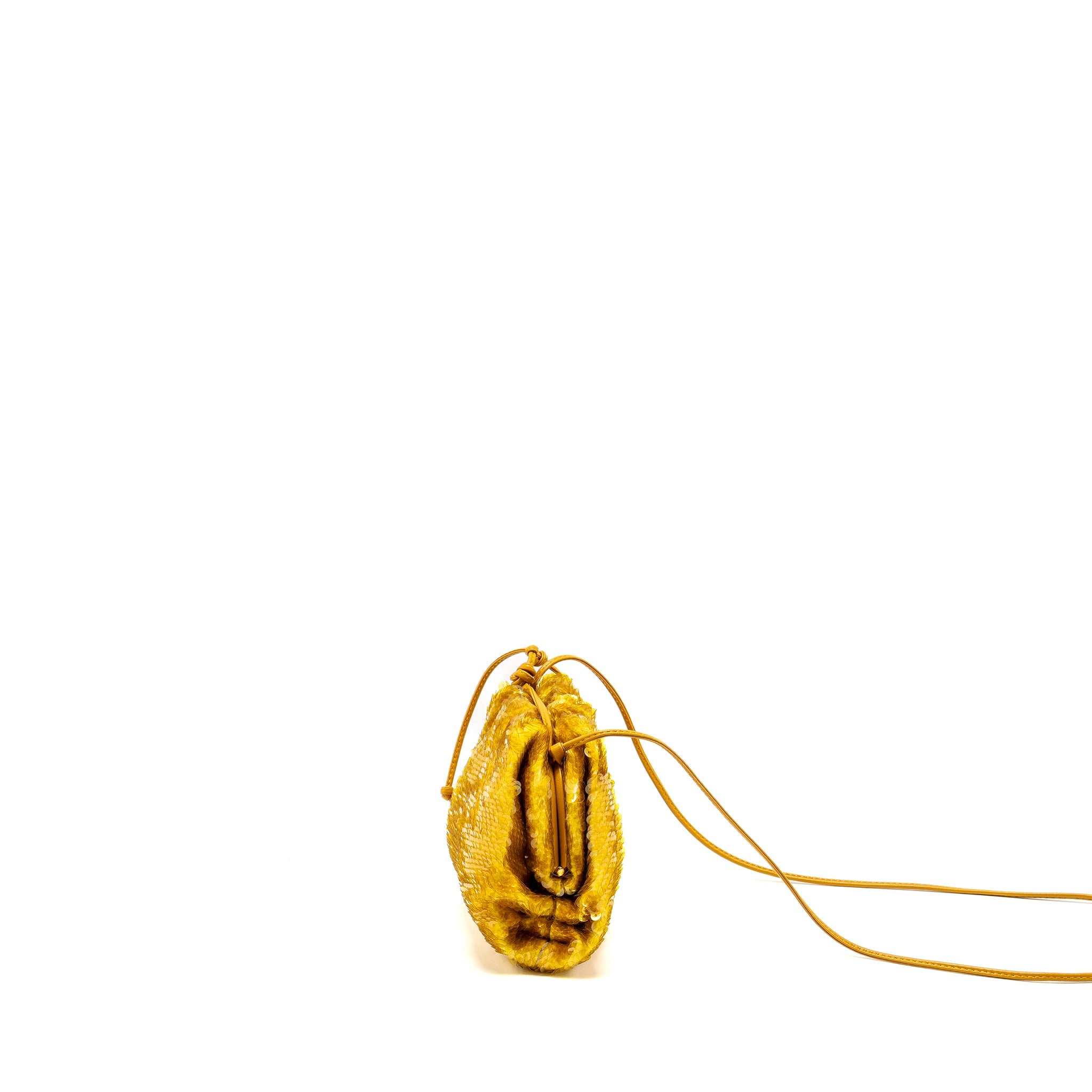 BOTTEGA VENETA MINI POUCH SEQUIN GOLD GHW