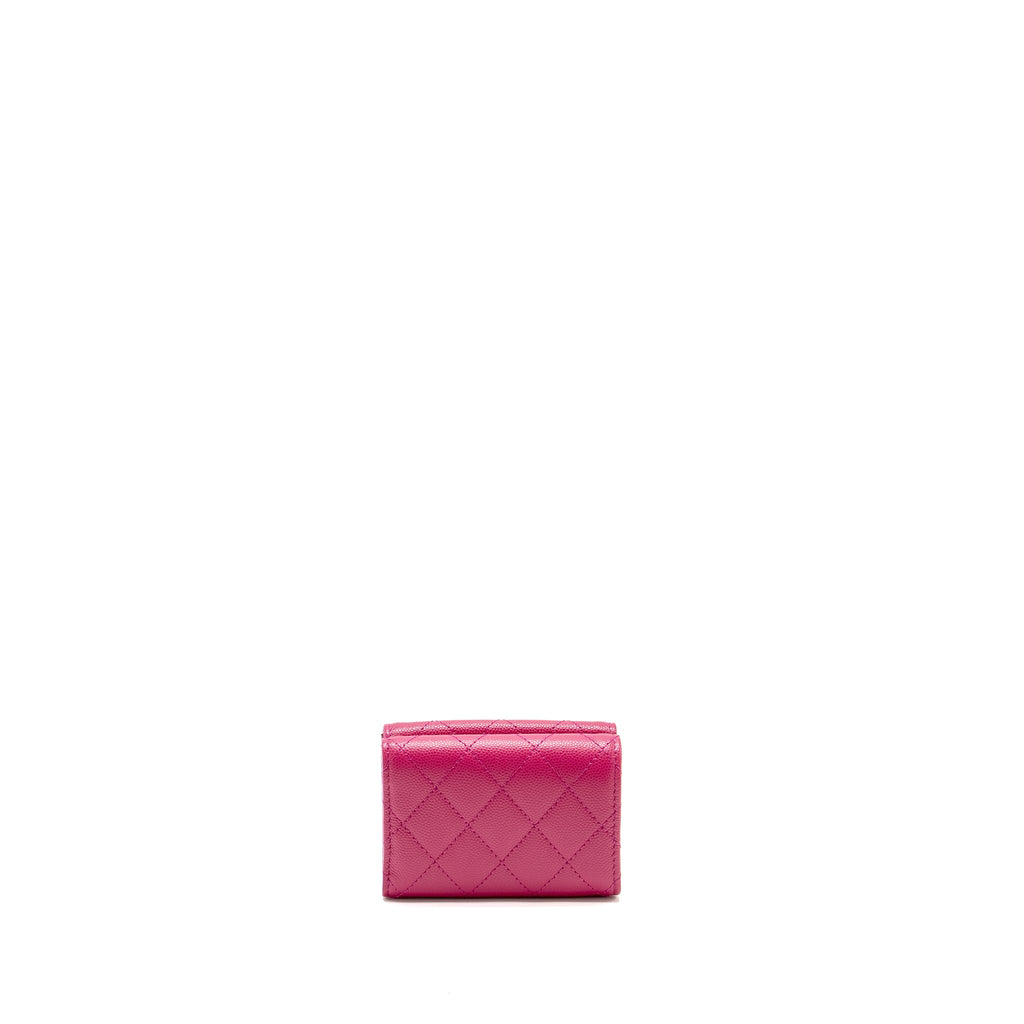 CHANEL MATELASSE BI-FOLD WALLET CAVIAR DARK PINK LGHW (MICROCHIP)