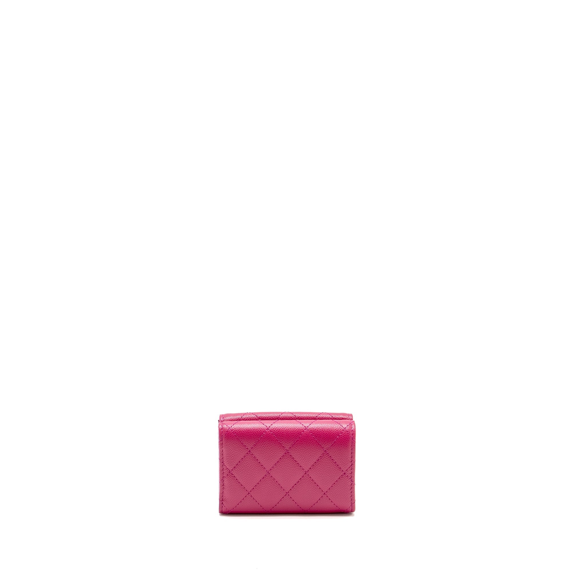 CHANEL MATELASSE BI-FOLD WALLET CAVIAR DARK PINK LGHW (MICROCHIP)