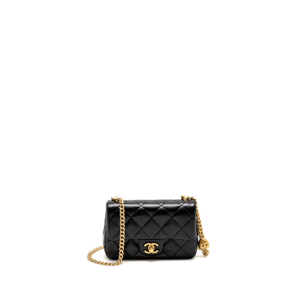 CHANEL 25C COCO LOVE ADJUSTABLE CHAIN SHINY LAMBSKIN BLACK GHW (MICROCHIP)