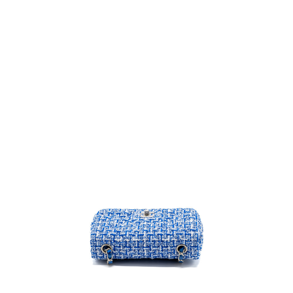 CHANEL MINI RECTANGULAR FLAP TWEED BLUE / MULTICOLOUR SHW (MICROCHIP)